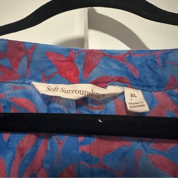 Soft Surroundings Kaftan Swim Coverup Beach Tassels Blue/ red floral Size XL - Picture 2 of 7